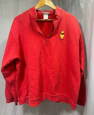 Vintage Disneyland Winnie the Pooh Embroidered Red Quarter-Zip Sweatshirt XL